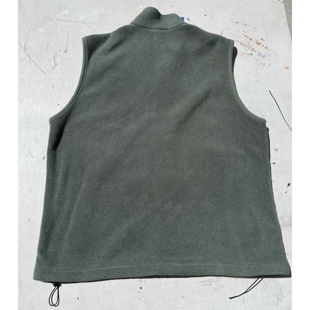 Men's Lands' End Vest Green Full-Zip L Sleeveless Logo Outdoors Camp Hike Game - Picture 6 of 9